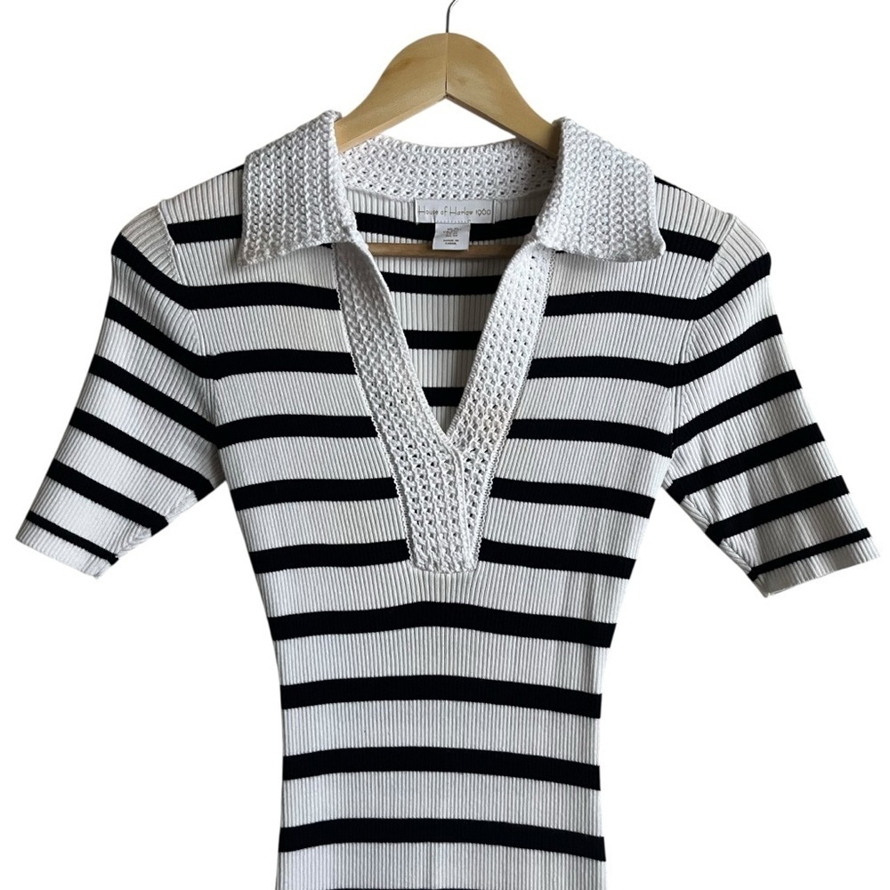 House of Harlow 1960 Black White Stripe Knit Midi Dress XS - Picture 3 of 12